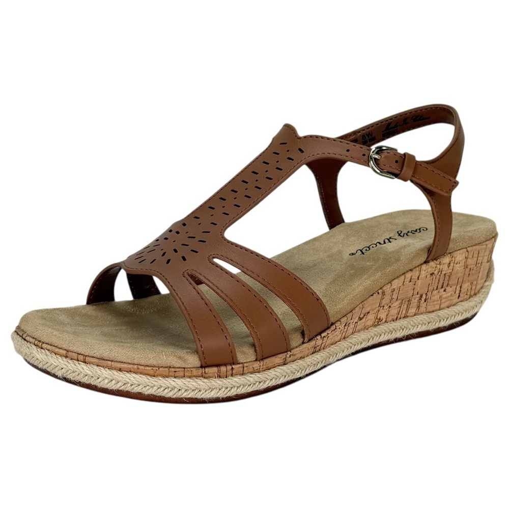 Easy Street Dorinda Tan Faux Leather Womens Sandals Size 8W - Picture 2 of 13